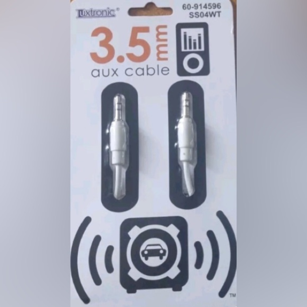 White 3.5mm Aux Cable New